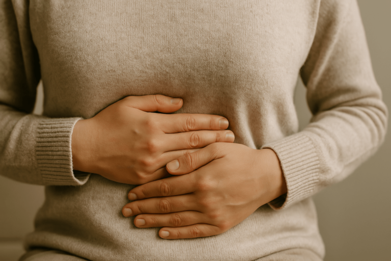 Haut du ventre gonflé et dur