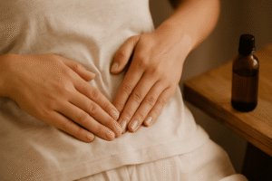 Massage abdominal en spirale depuis le nombril