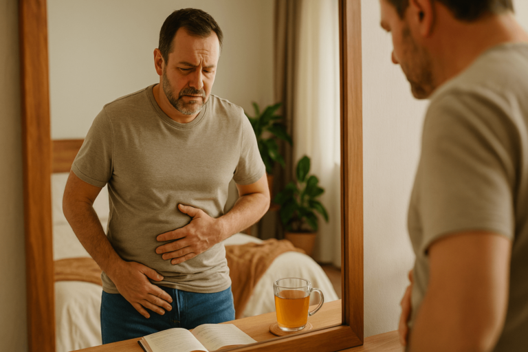 Ventre gonflé et dur chez l’homme