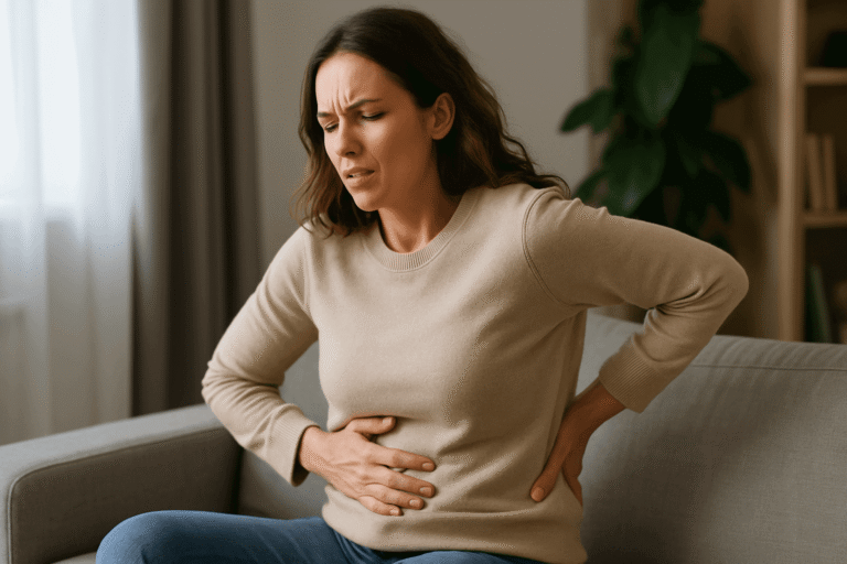 Ventre gonflé et mal de dos